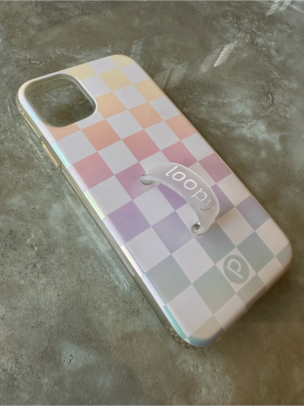 Pearl Checkered Iridescent  Loopy Case for iPhone 11/Xr
